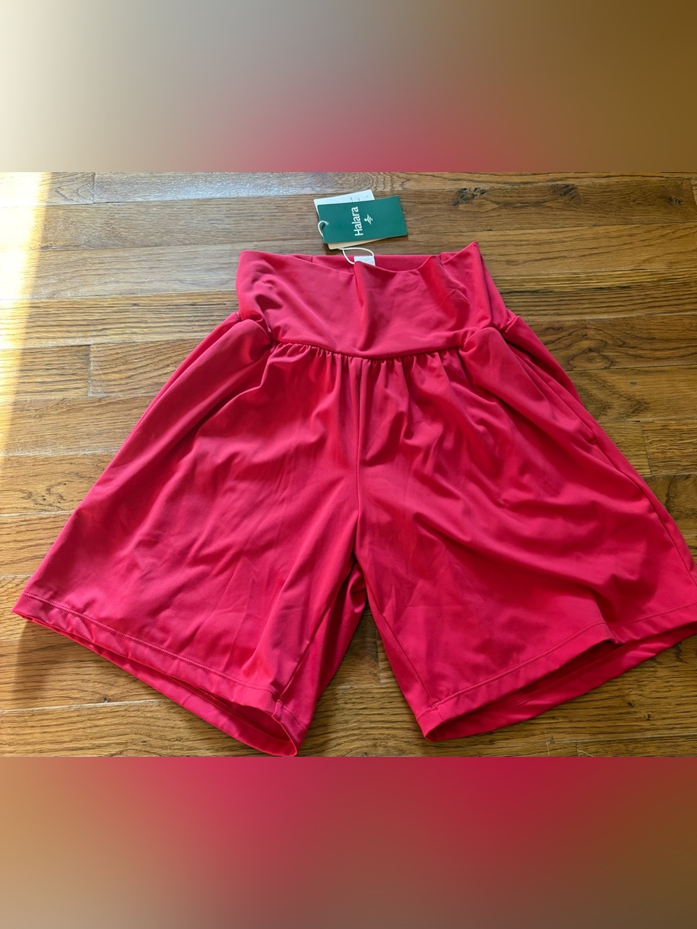 Halara SoftlyZero™ Airy Super High Waisted 2-in-1 InstantCool Yoga Red Shorts 9"